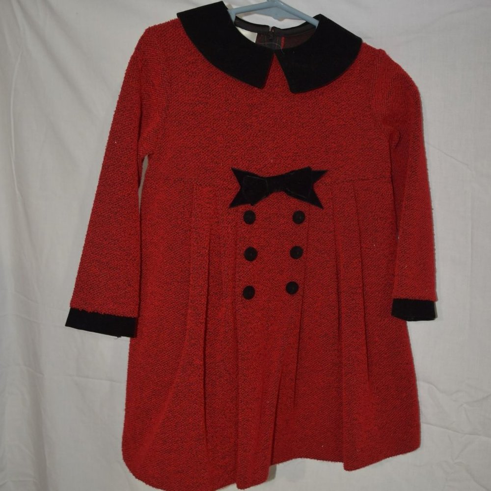 Bonnie Jean Red Dress w/Black Collar